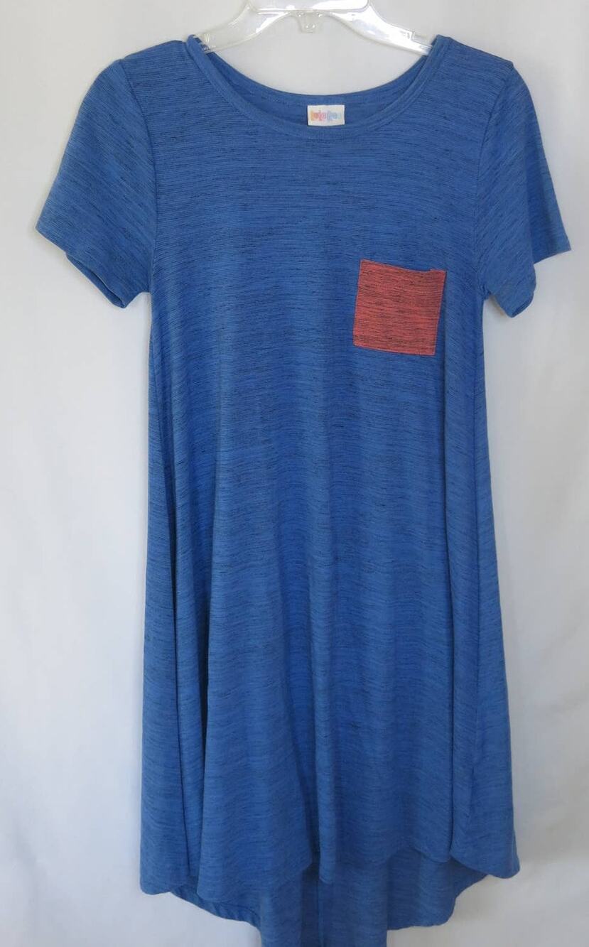 LULAROE Simply Comfortable Pocket T Shirt Dress Size XS Short Sleeve Blue